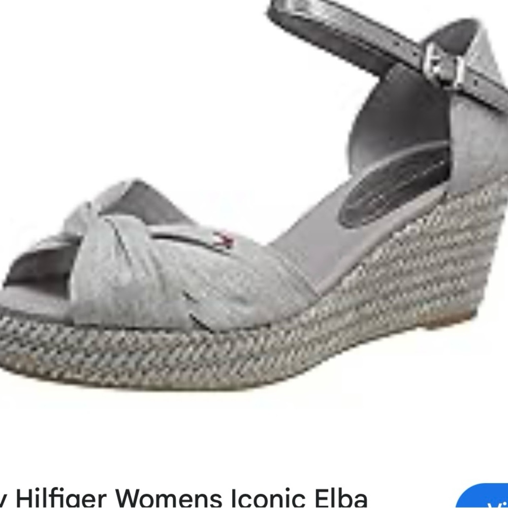 Tommy Hilfiger Gray Wedge Espadrilles with Ankle Strap